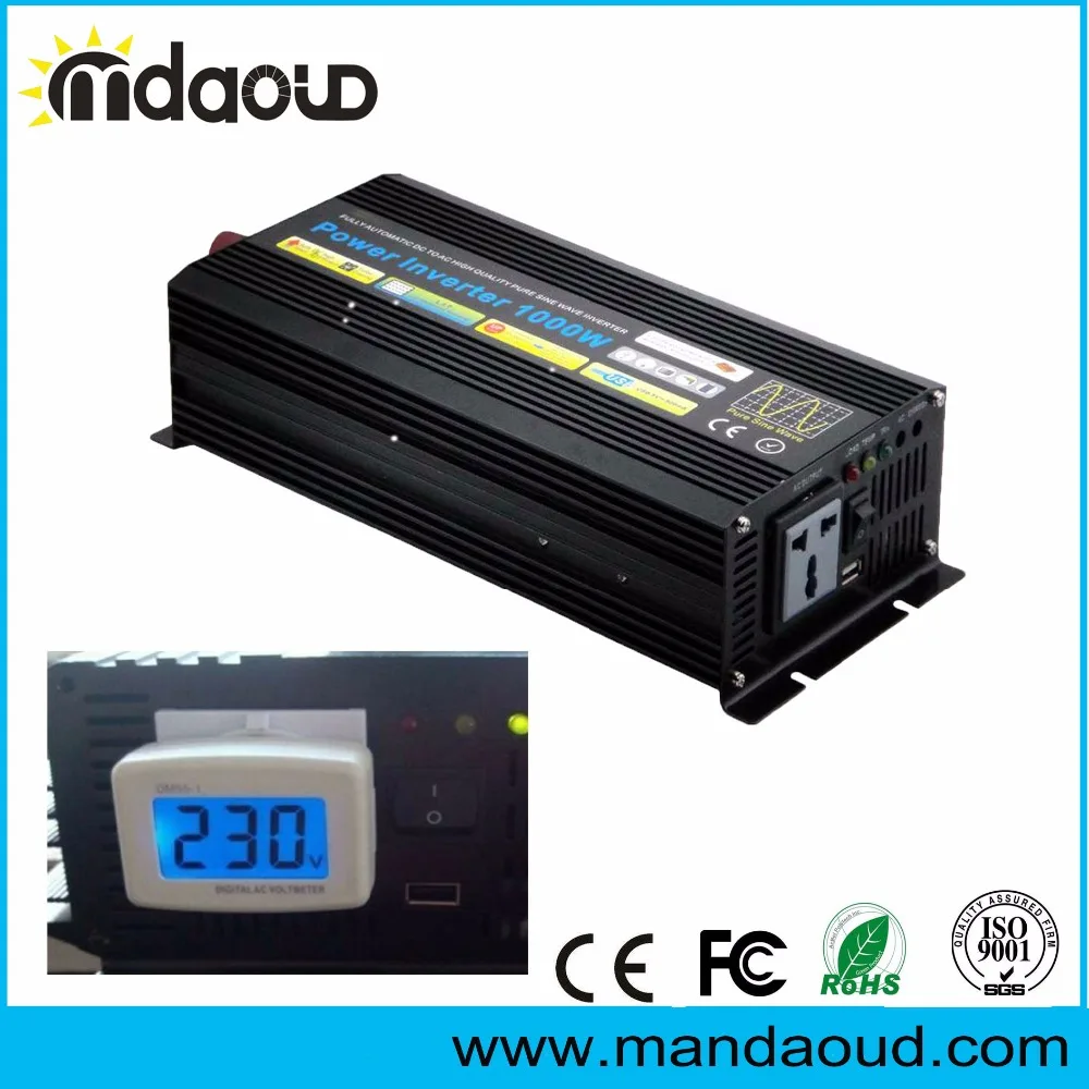 

Off Grid 1000W 12V/24V/48VDC TO 110V/120V/220V/230VAC Pure Sine Wave Solar Home Power Supply Back-up Car Inverter