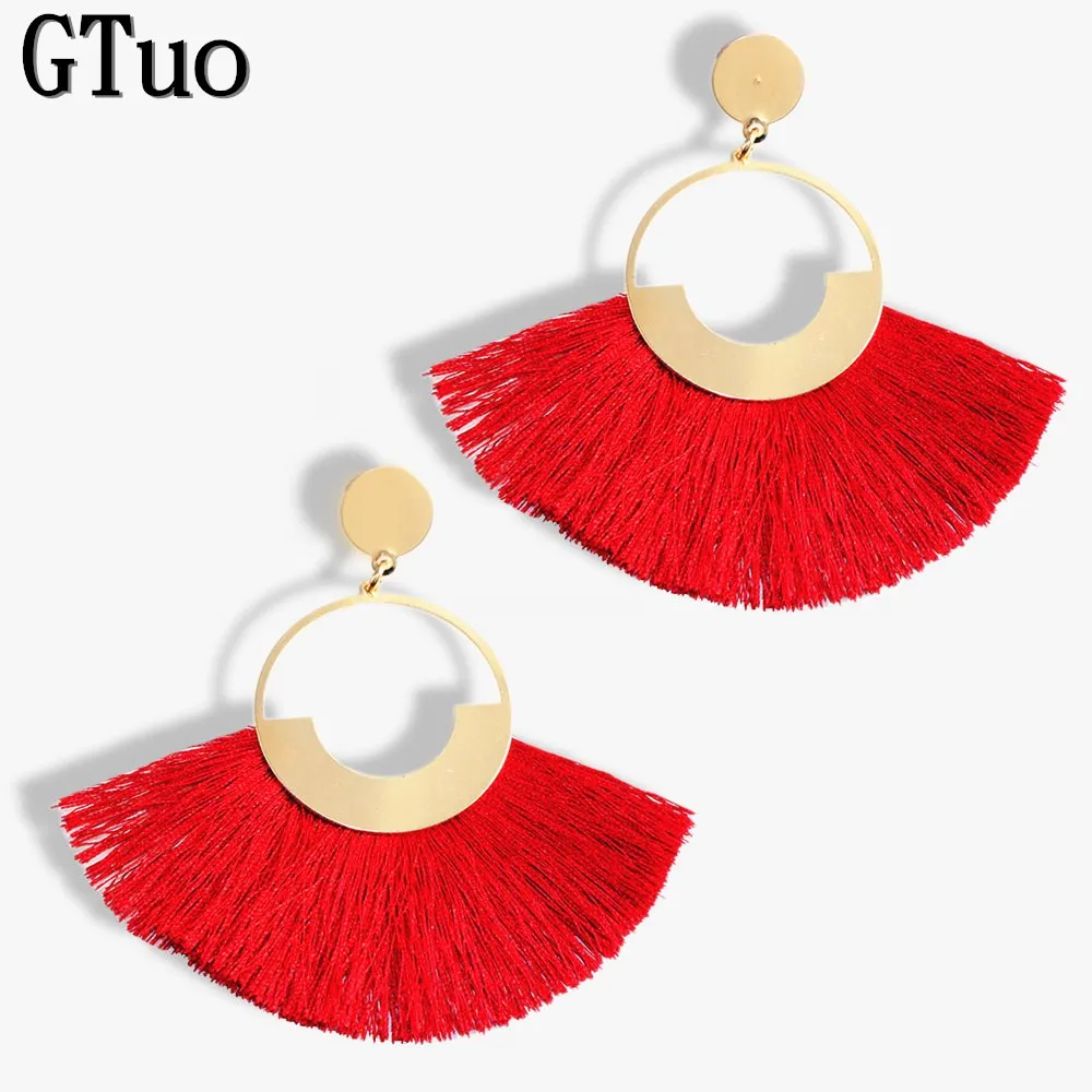 

Bohemian Tassel Earrings for Women Brincos Statement Fringe Earrings Circle Vintage Drop Earring Jewelry Oorbellen 2135