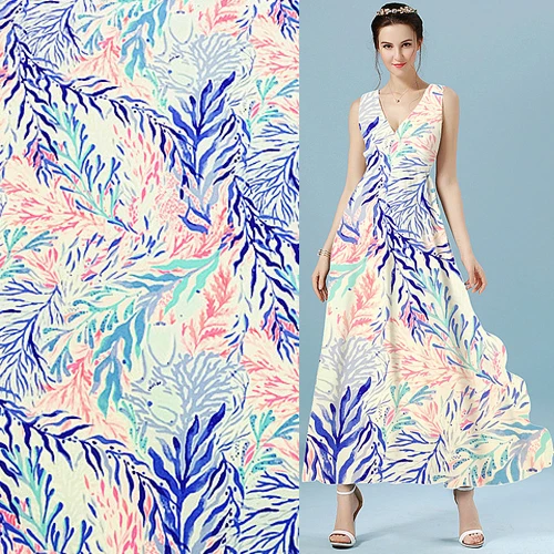 

Fashion abstract striped design silk Crepe DE chine fabric 140cm width,SCDC966