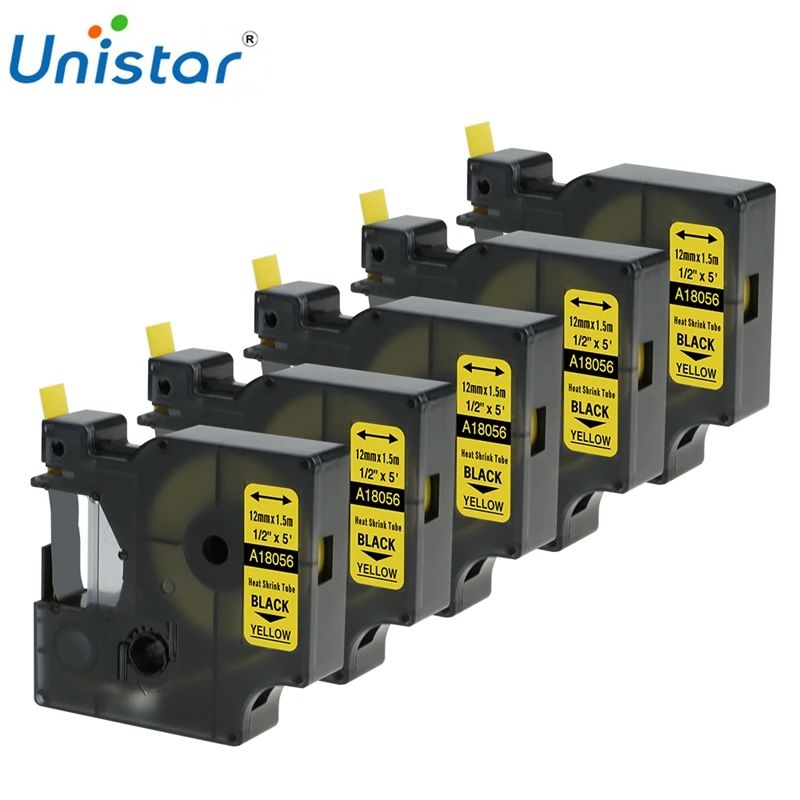 Трубки термоусадочные Unistar 5 шт. 18055 18056 1/2 дюйма x 4200 м совместимы с принтерами DYMO