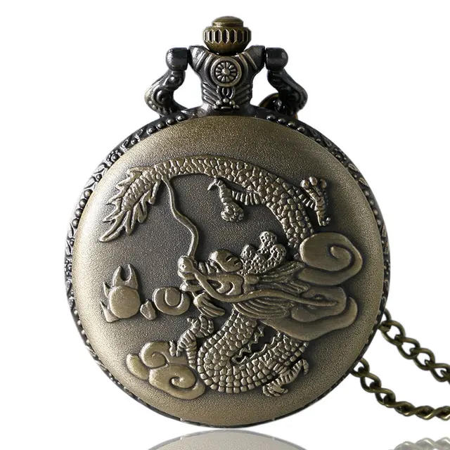 New Arrival Bronze Retro Chinese Dragon Design Quartz Fob Pocket Watch With Neck New Arrival Bronze Retro Chinese Dragon Design Quartz Fob Pocket Watch With Neck