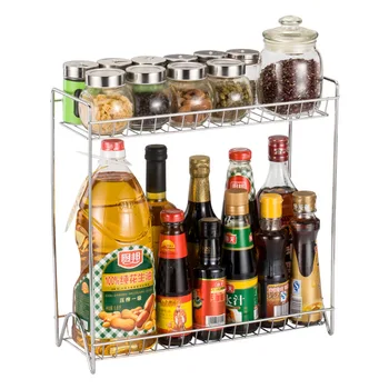 

38cm Iron Medium Double-layer Seasoning Rack Assembly Multifunctional Kitchen Supplies Organizer Storage Shelf Metal Holders