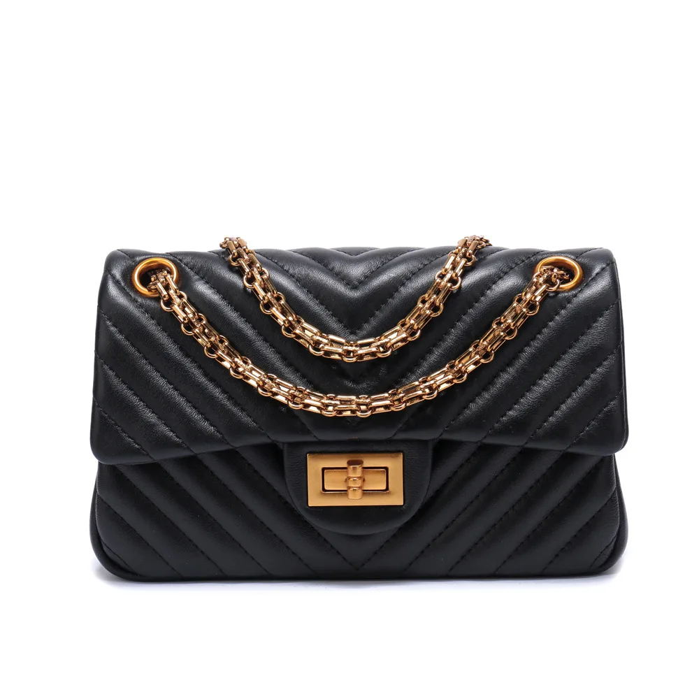 Женская сумка через плечо, роскошные вечерние женские сумки на цепочке, маленькая дизайнерская сумка-мессенджер, натуральная кожа, женская сумка через плечо - Цвет: black