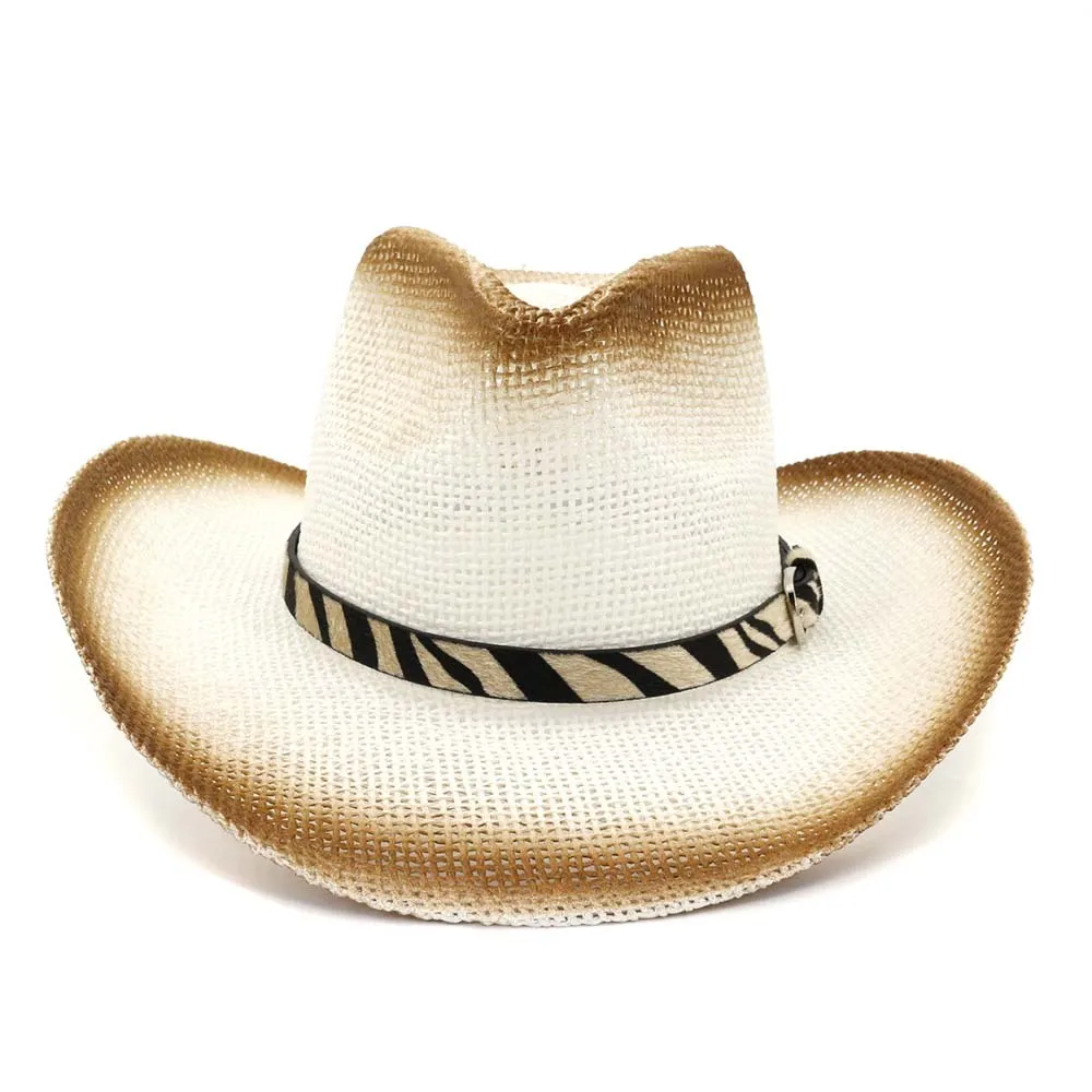 Cowboy Man Sun Hat Summer Straw Panama Casual Beach Wide Brim Outdoor Cap Accessory (12)