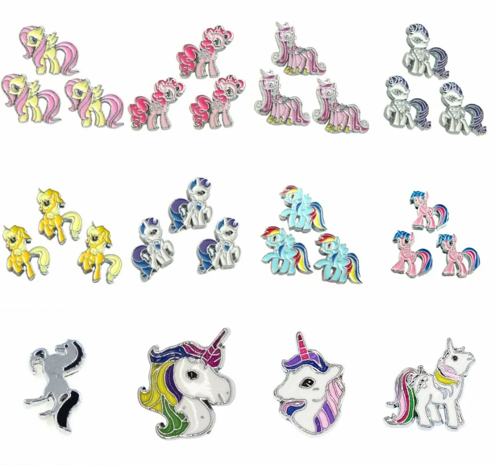 

Horse Unicorn wholesale 5pcs/lot Internal Dia.8mm slide Charms Jewelry Finding fit 8mm wristband pet collar key chain