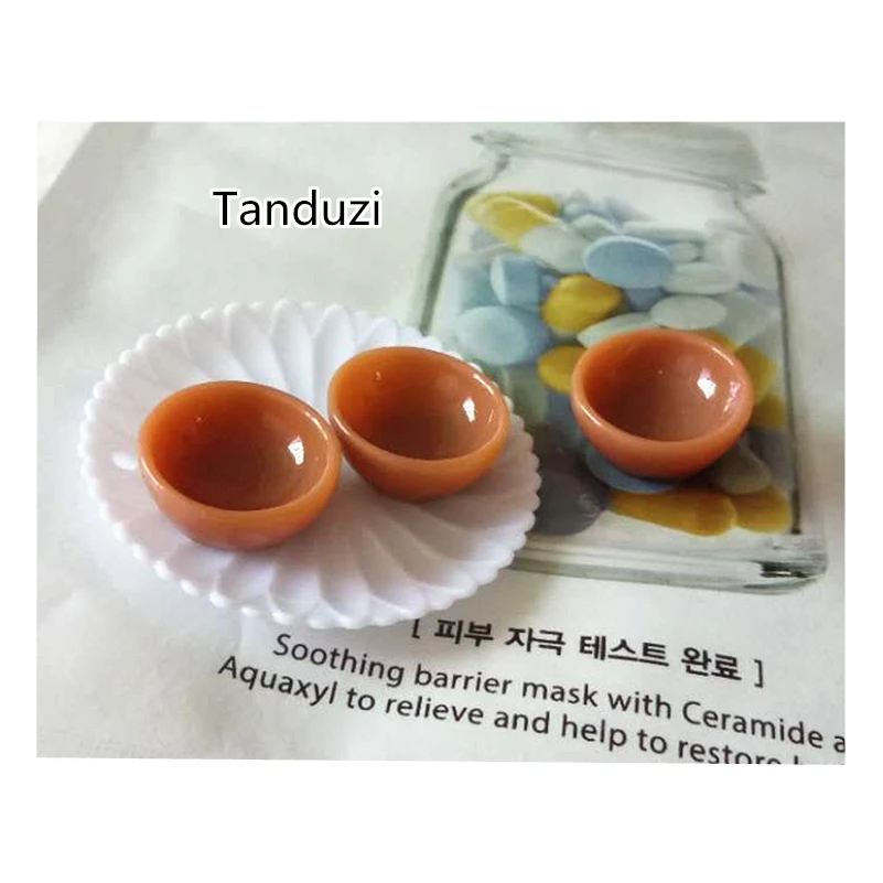 

Tanduzi 20PCS Brown Round Resin Bowl Dollhouse Miniatures Japanese Mini Rice Bowl Flatback Miniature Tableware Dining Accessory
