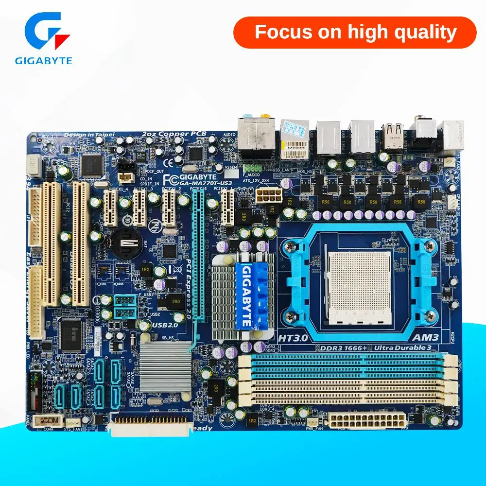 

Gigabyte GA-MA770T-US3 Desktop Motherboard 770 Socket AM3 DDR3 SATA2 USB2.0 ATX