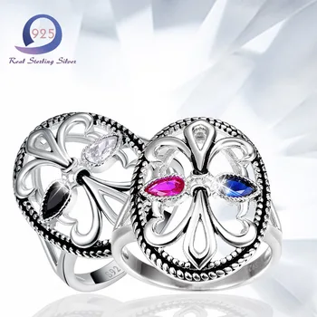 

Merthus Antique 925 Sterling Silver Ring 0.5cttw Tibetan Style Rings Size 6 7 8 9 Trendy Jewelry