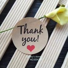 240 шт/партия круглая крафт-бумага "спасибо" красная печать сердца стикер чашка Подарочная наклейка на коробку продукты для выпечки уплотнительный стикер, этикетка
