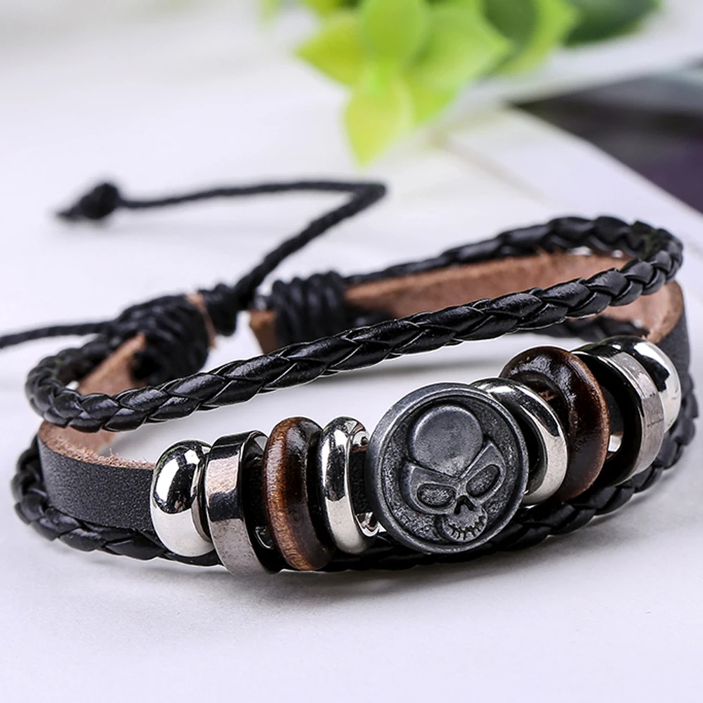Мужские и женские браслеты из натуральной кожи в стиле панк|wrap leather bracelet|designer