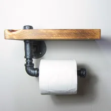 Винтажная ручная городская промышленная настенная деревянная полка для хранения железная труба держатель для туалетной бумаги роликовый ресторанный Туалет