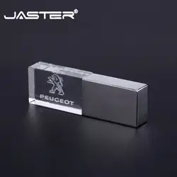 JASTER peugeot crystal + металлическая USB флешка 4 ГБ 8 ГБ 16 ГБ 32 ГБ 64 Гб 128 Гб Внешняя память флешка u-диск флешка