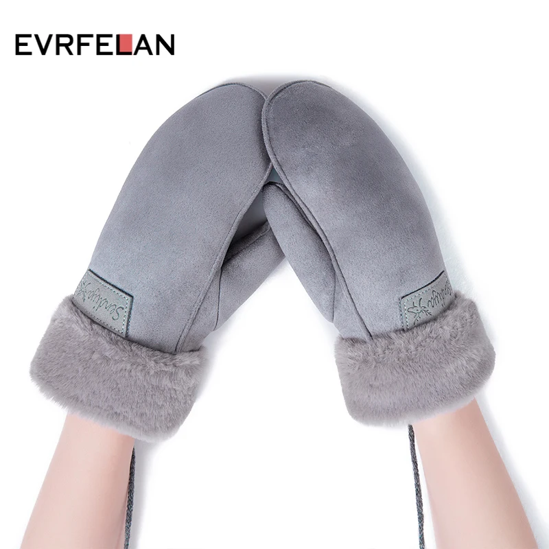 

Evrfelan New Design Solid Color Winter Gloves For Women Thick Warm Outdoor Gloves Mittens Female Plus Velvet Mittens Wholesale
