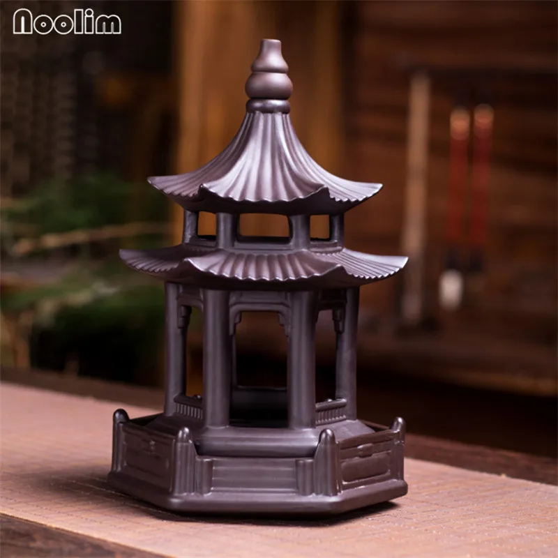 Фиолетовая глина пагода курильница для благовоний горелка креативные античные благовоние для пагоды держатель водопад курильница украшение дома Чайный домик - Цвет: Pagoda