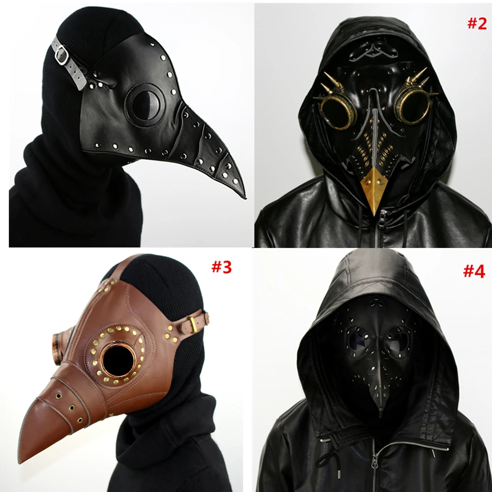 Top Grade PU Leather Steampunk Steam Punk Gothic Bird Beak Mask Goggles ...