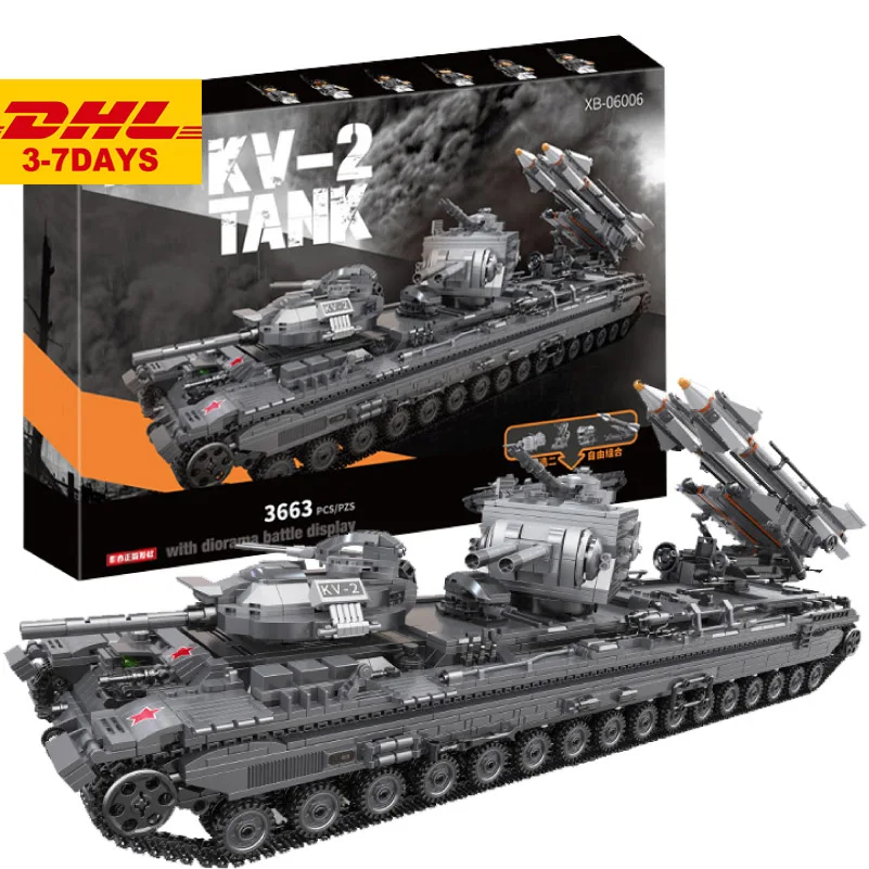 

XingBao 06006 3663Pcs Creative MOC Military Series The KV 2 Tank Set children Educational Building Blocks Bricks Toys Model Gift