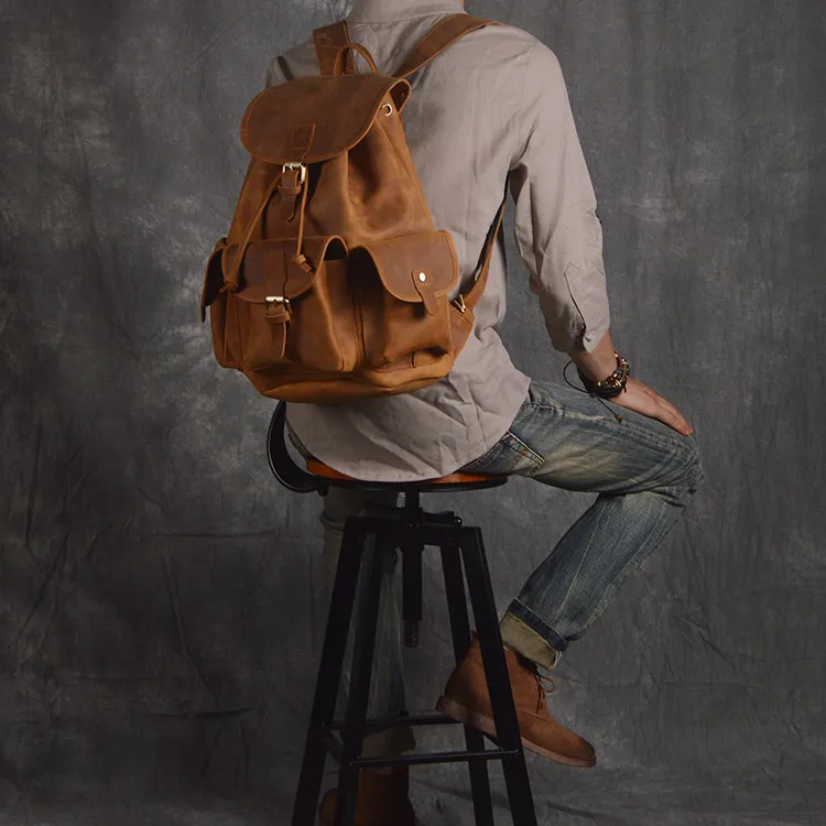 Modèle Exposition de Woosir Femmes Hommes Sac à dos vintage en cuir véritable