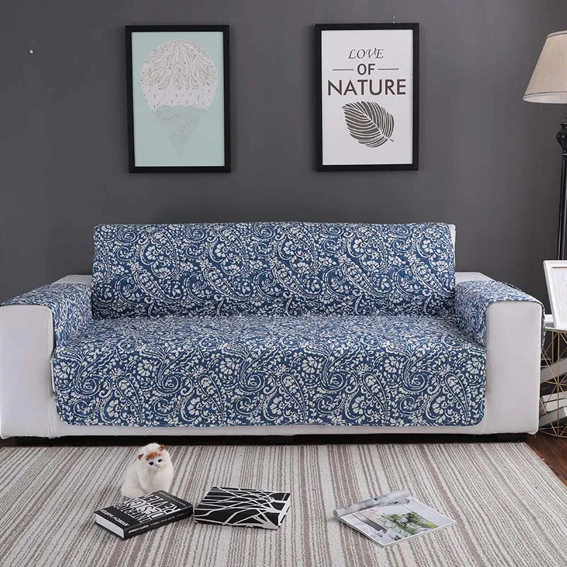 1/2/3 местный диван Чехол для стула, пледы собака для детей коврик протектор мебели Реверсивный съемным подлокотник чехлов - Цвет: white and blue