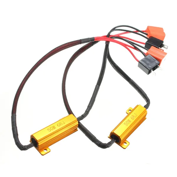 

Hot Sale 2X H7 50W 6Ohm Car LED DRL Fog Turn Singal Load Resistor Canbus Error Free Wiring Canceller Decoder