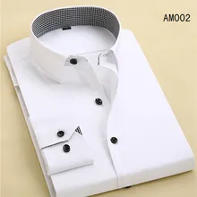 Мужская рубашка Весна и осень новая модная классическая Однотонная рубашка мужская деловая официальная торжественная рубашка