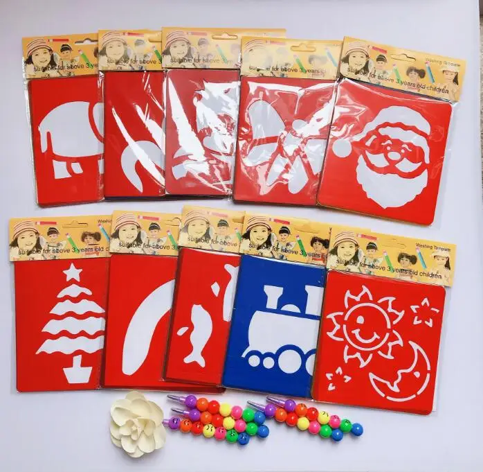 6pcs Plastic Picture Drawing Template Stencils Rulers Painting Kids Diy Art Paper Coloring Cards Scraping Drawing Toys GYH 5