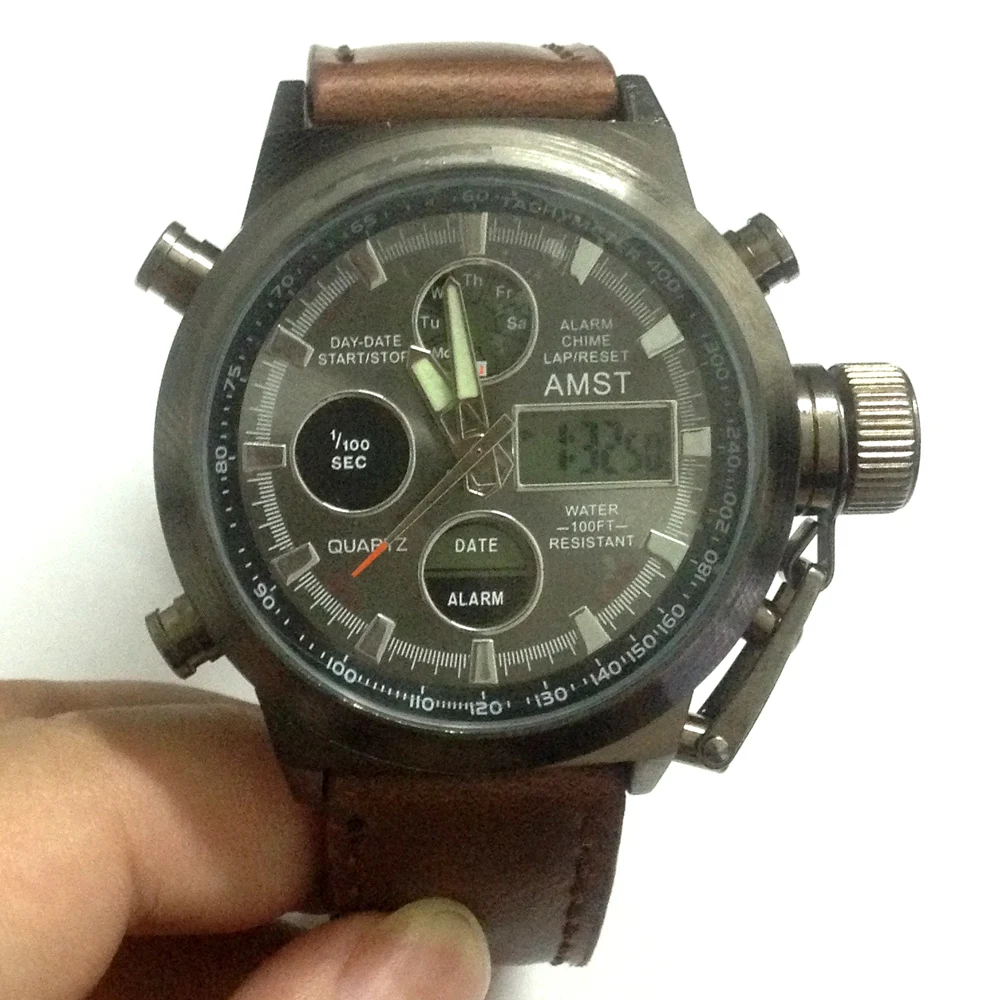 Часы AMST 3003 мужские кварцевые с жк дисплеем|watch strap nylon|strap handlewatch 22mm |