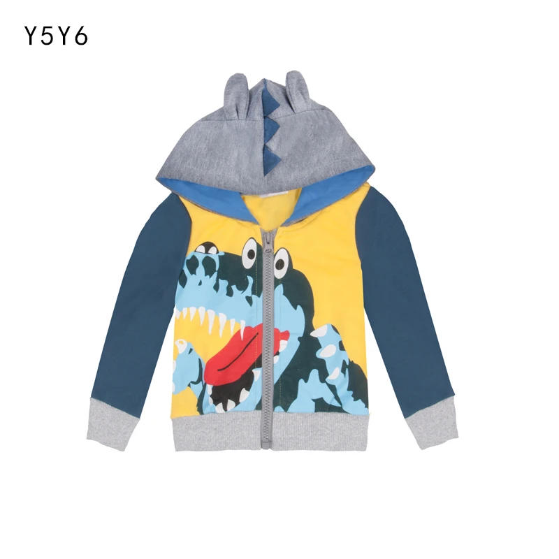

New spring and autumn children's jacket casual jacket Europe and America boy crocodile skin dinosaur zipper hooded jacket