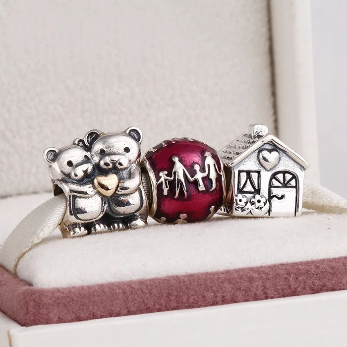 

Fits European Charms Bracelet and Necklace 925 Sterling Silver Charm Sets Lovely Bear Charms Beads for Women & Men Jewelry