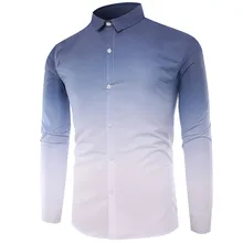 Осенние мужские рубашки с длинным рукавом постепенно меняющиеся рубашки с длинным рукавом Camisa Masculina Manga Longa