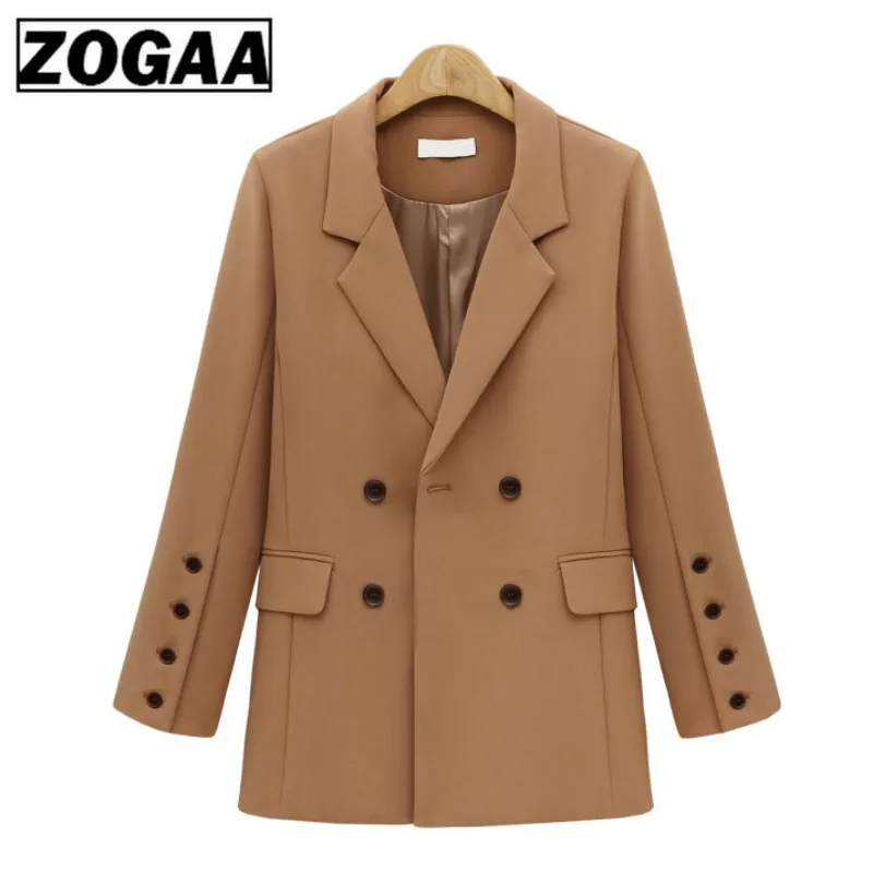 ZOGGA Fall 2019 new European and American suit collar in the long double-breasted loose suit style coat
