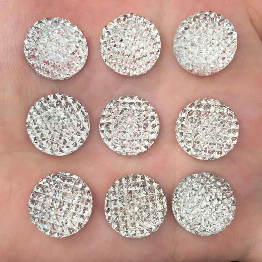 

DIY craft 20pcs 16mm resin round dotted rhinestone flatback cabochon gem Wedding decoration Fashion Clothing accessories K101