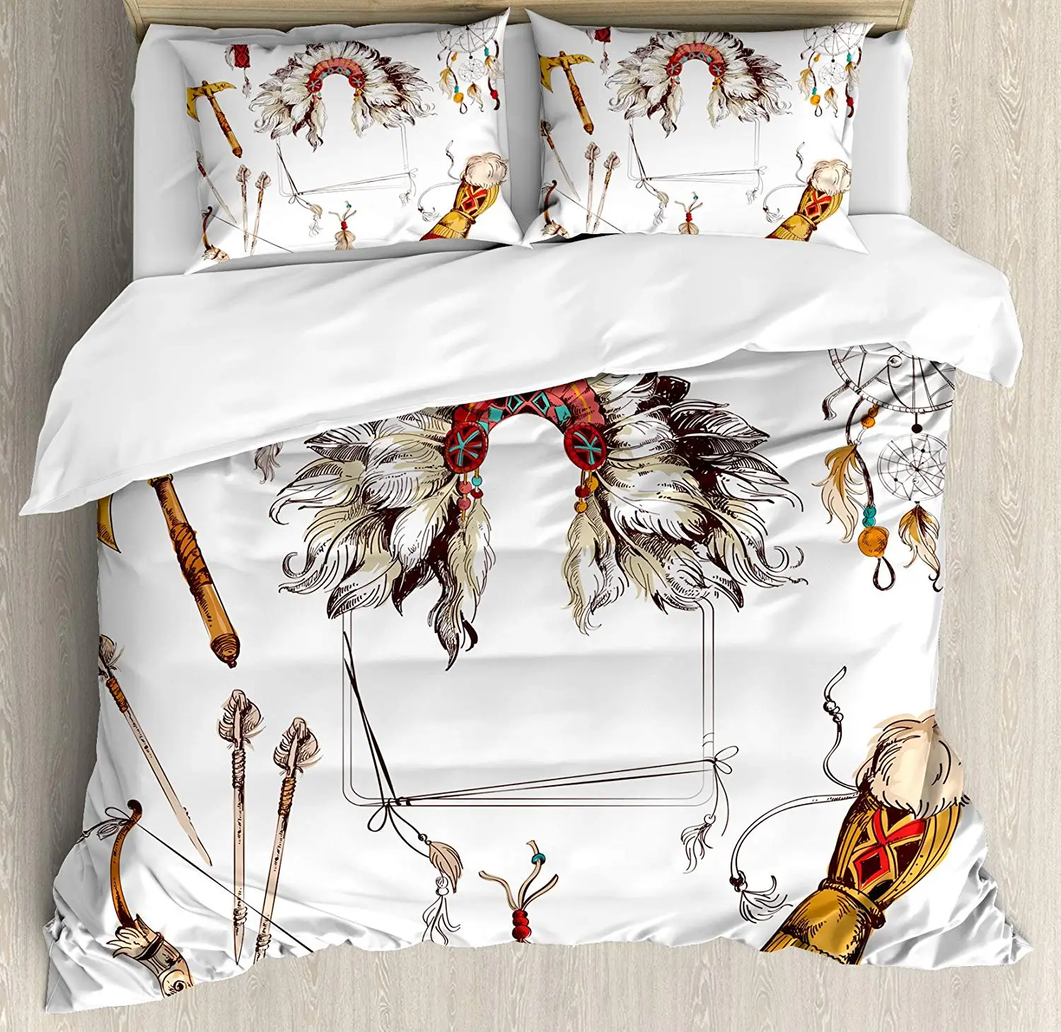 Tribal Duvet Cover Set Ethnic Tomahawk Tribal Native Chef