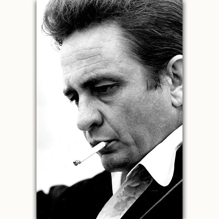 

Art Print Hot Johnny Cash Custom Smoking Black White 14x21 24x36 27x40 Inch Silk Poster Wall Canvas Decoration X-945