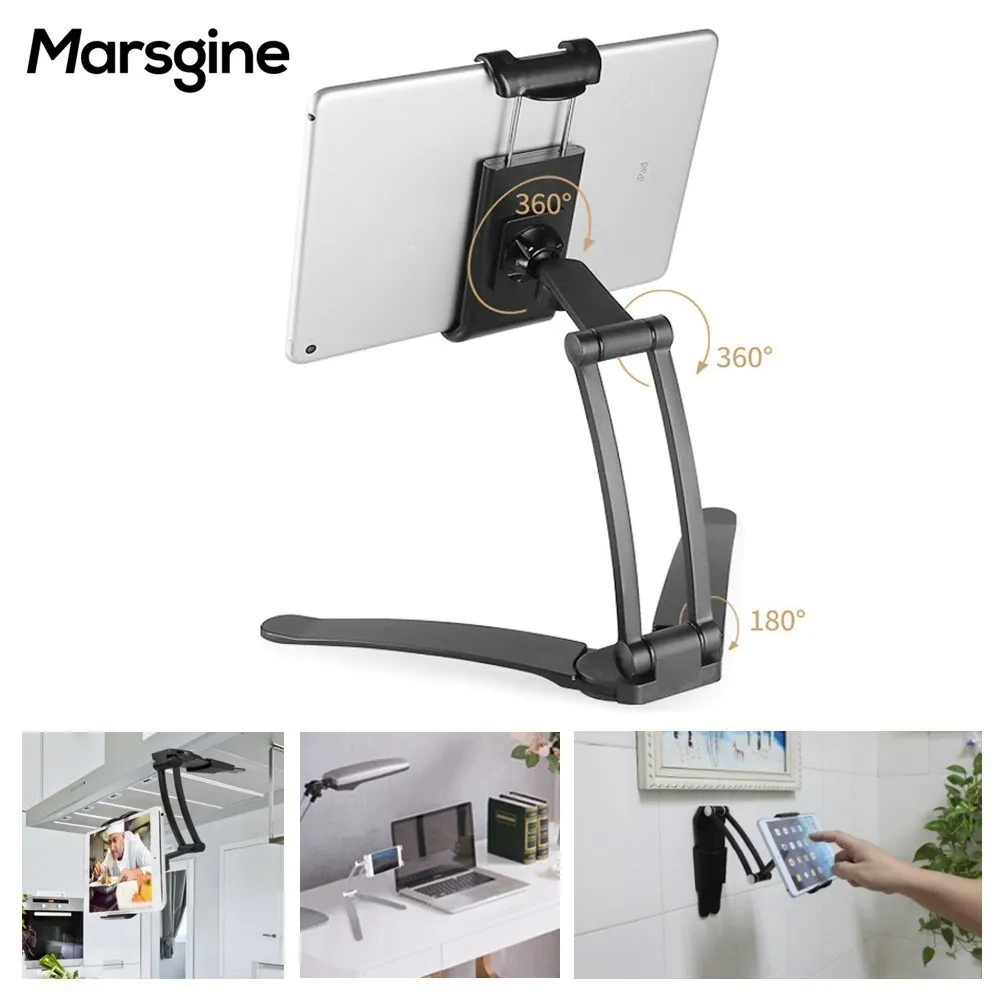 

2 In 1 Tablet Stand Wall Hanging Desktop Multi-function Bracket Aluminum Alloy 3M Tablet Holder Mount Marsgine