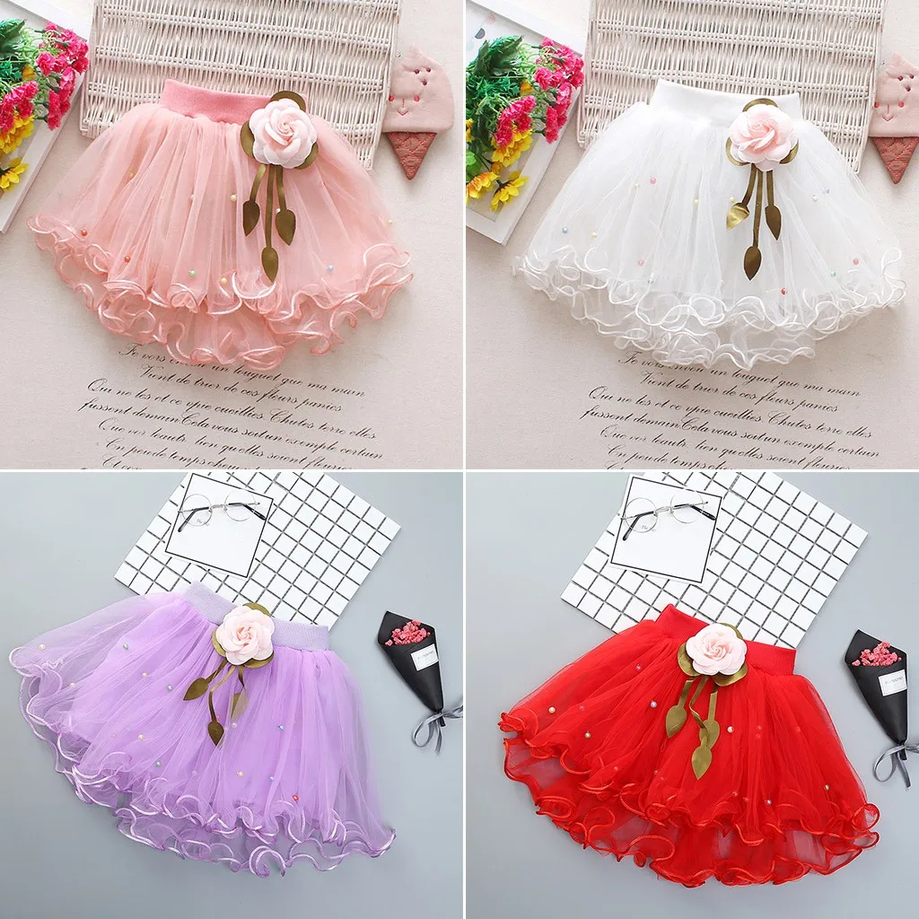 Children Kids Baby Girls Show Dance Party Flower Princess Gauze Tutu Tulle Skirt