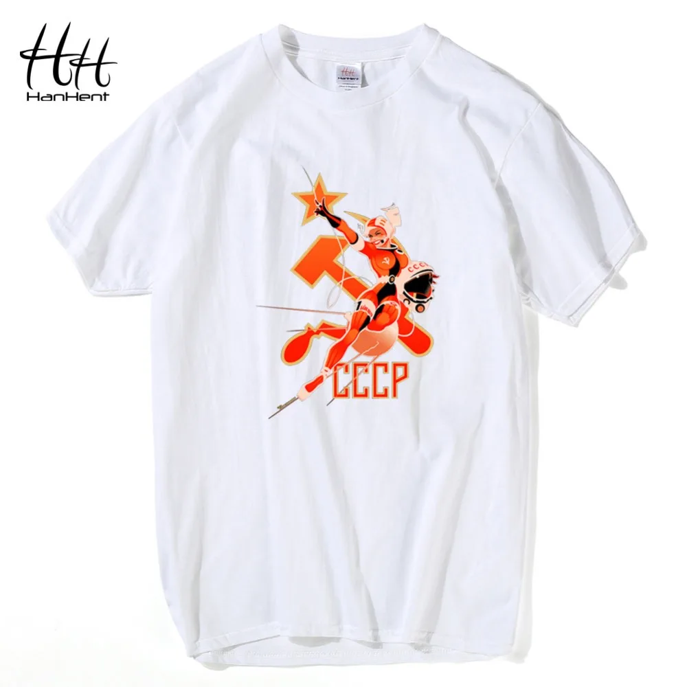 

HanHent New 2016 Summer Style Letter Printed CCCP Russian T Shirts USSR Soviet Union Tshirt KGB Moscow Shirt Cotton Tops Tees
