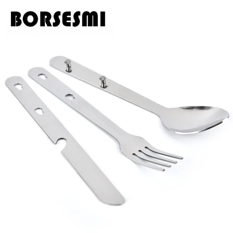 

Горячая Распродажа карманный нож из нержавеющей стали, ложка-вилка, многофункциональные столовые приборы для кемпинга, 3 в 1, складная посуда для пикника, серебро 163 мм