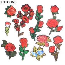 ZOTOONE роза Вышитые железные нашивки для рюкзак для одежды DIY полосатая одежда Лоскутная наклейка пользовательские Цветы аппликация E