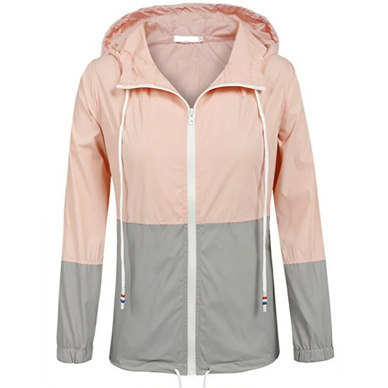 

Women's Hooded Jackets 2019 Spring Autumn Women Causal Windbreaker Patchwork Basic Jackets Coats Sweater Zipper Jackets Bomber