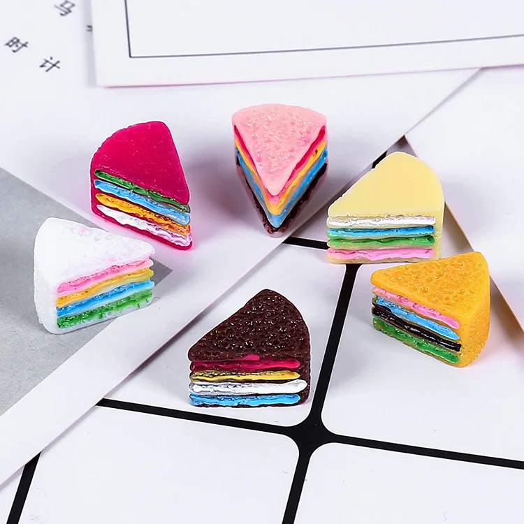 10pcs/lot Kawaii Rainbow Color Resin Cake Flatback Cabochon For Food Art Supply Mobile DIY Decoration Craft Accessary | Дом и сад