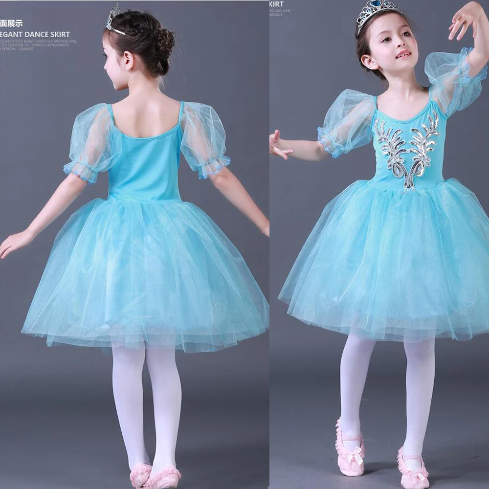 2020 Rosa Azul Romántico Tutú Bailarina Vestido Niños Niña