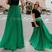 Весна и лето стиль европейский и американский стиль большой размер Высокая талия плиссированная юбка пышная юбка