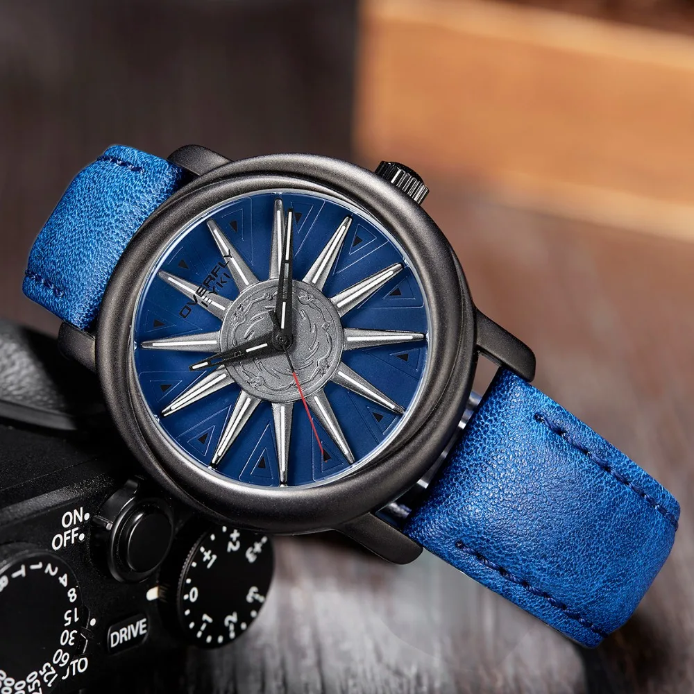 EYKI Brand Men Rotation Watches Man Watches Military Waterproof Men's Watch Male Trend Leather PU Trend Creative Wristwatch 
