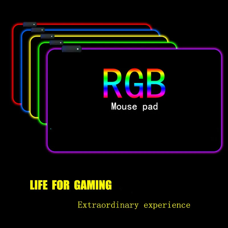 RGB игровой коврик для мыши 4 мм Радужный светящийся светодиодный 7 цветов