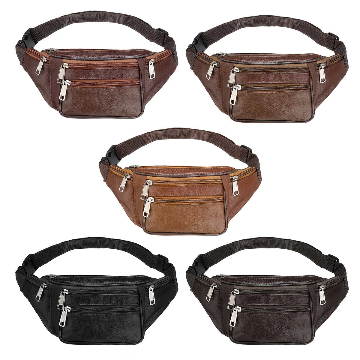 Buy Waterproof Sport Waist Bag Casual PU Leather Chain