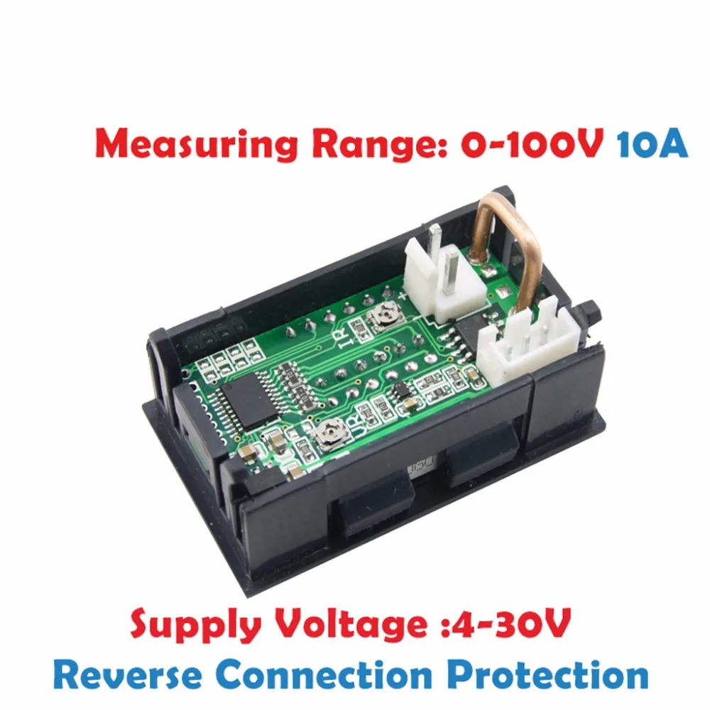0,28 дюймов цифровой DC 4 бит DC 100 в 10 А Вольтметр Амперметр Напряжение измеритель тока