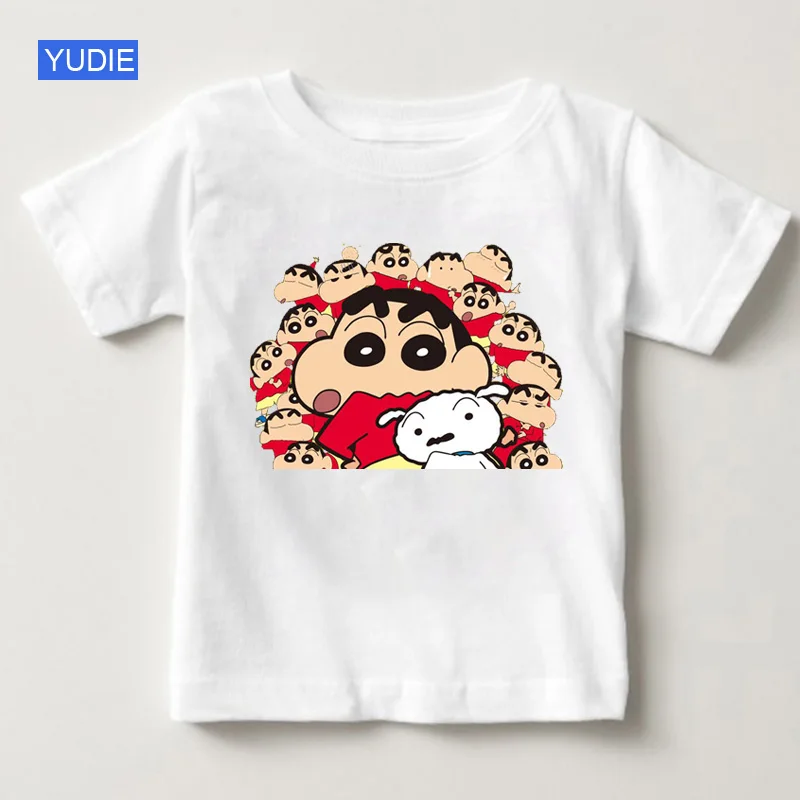 Г., модная одежда Crayon Shin-chan Детская футболка с японским Аниме футболки для девочек с героями мультфильмов белый топ для мальчиков,, YUD - Цвет: White T-shirt