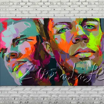 

Palette knife portrait Face Oil painting Character figure canvas Hand painted Francoise Nielly wall Art picture 504