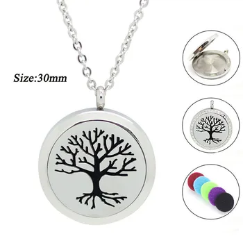 

316L Stainless Steel 20mm 25mm 30mm Magnetic Aromatherapy Locket Essential Oil Perfume Diffuser Locket Necklace