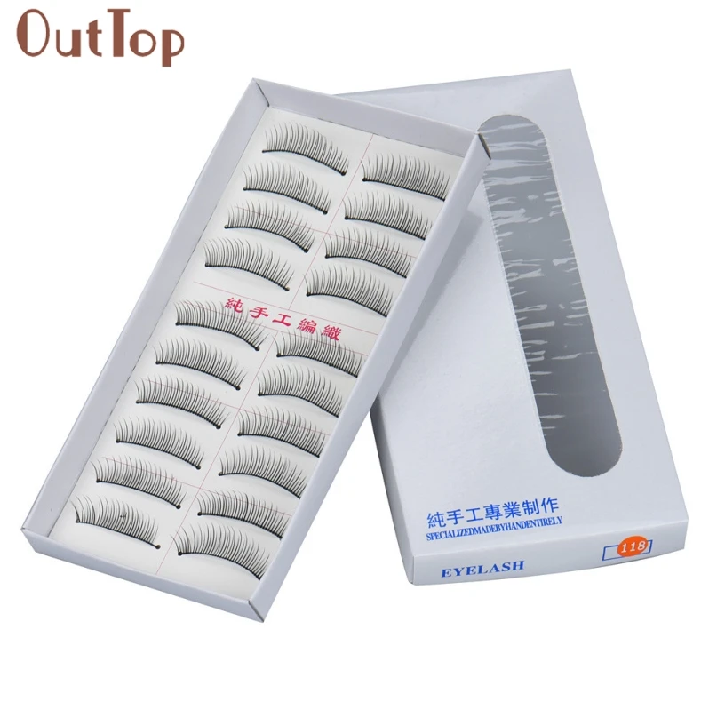 

OutTop OutTop New Black Extension Eyelashes 10Pairs Long Cross False Eyelashes Makeup Natural Fake Thick Black Eye Lash 0122